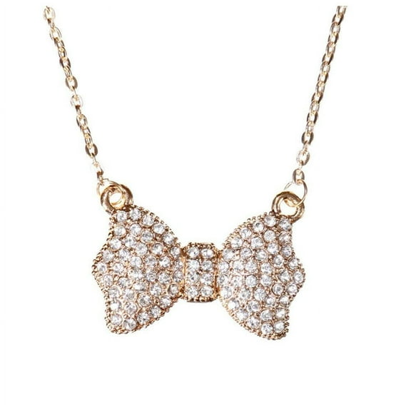 KATGI Fashion 18K Gold Plated Lovely Bow Austrian Crystal Pendant Necklace