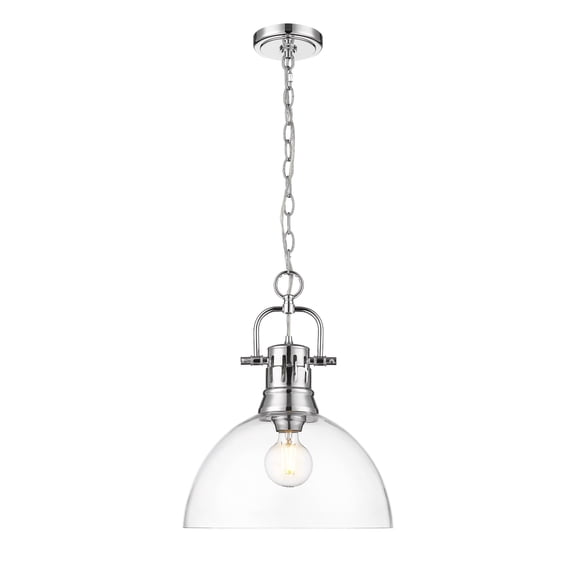 Yep by Golden Lighting Duncan 1-light 14in chain hung Pendant in Chrome and Clear Glass