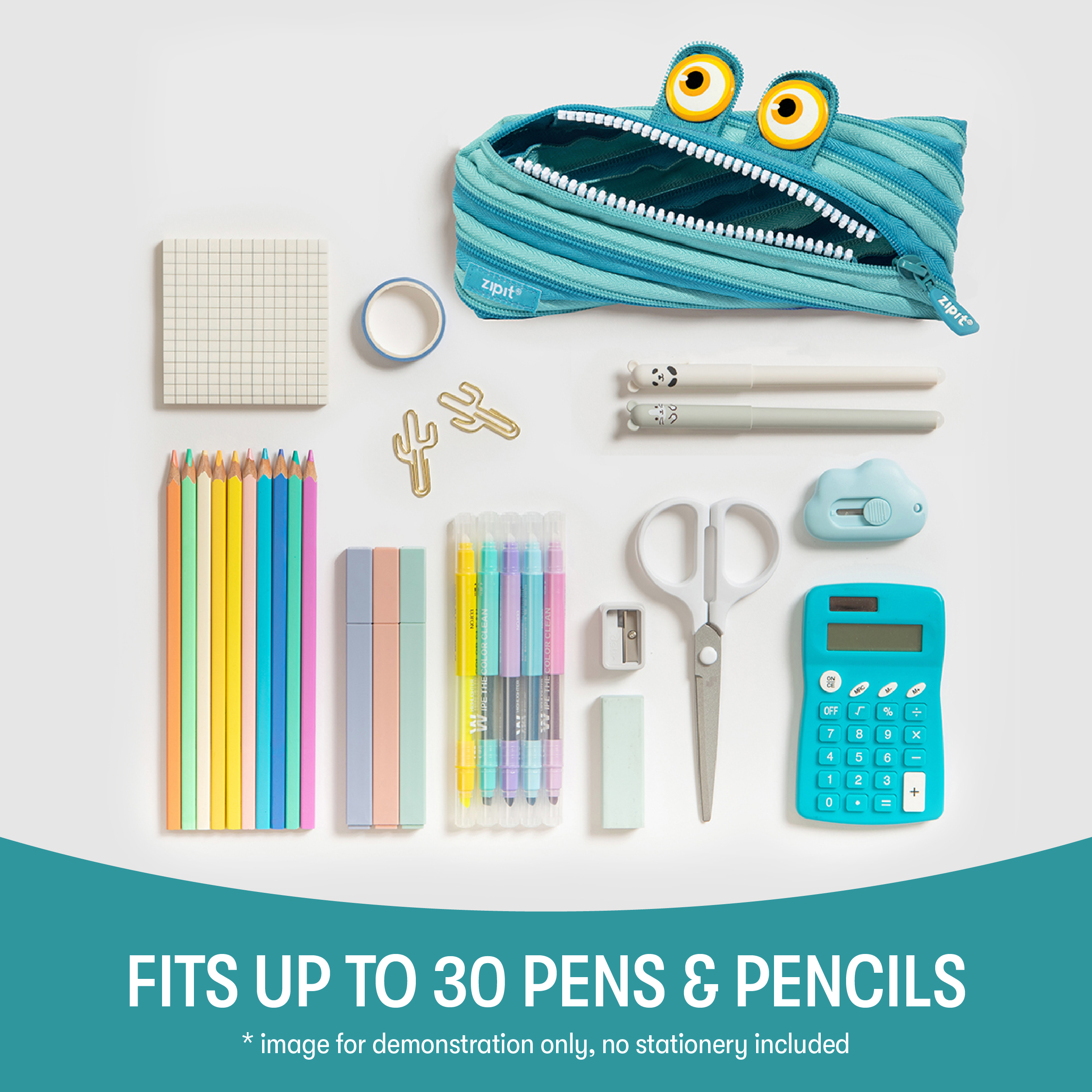 ZIPIT Wildlings Pencil Case for Kids, Holds up to 30 Pens (Blue) - image 4 of 9