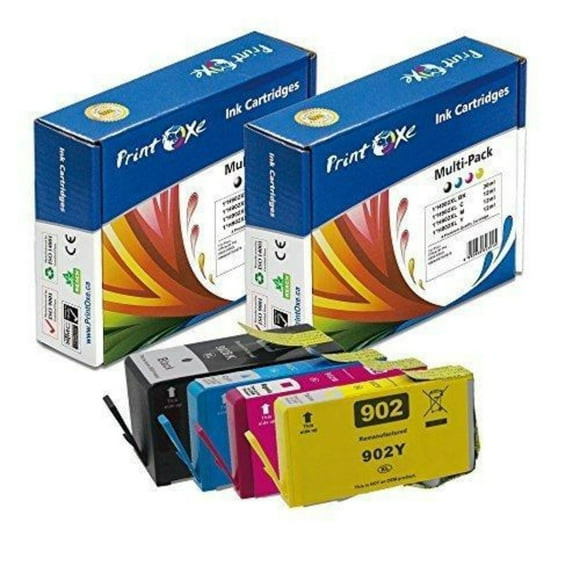 902XL Remanufactured Set of 4 Cartridges High Yield 902 for HP