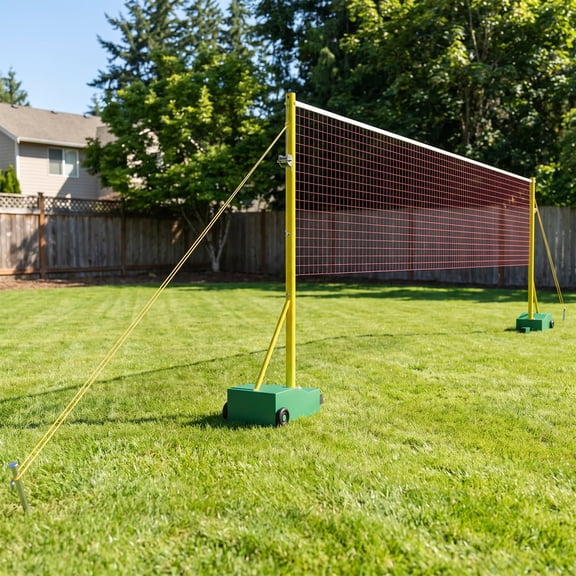 20ft Badminton Net with Stand, Heavy Duty Portable Poles w Wheel for Kids Family Sport