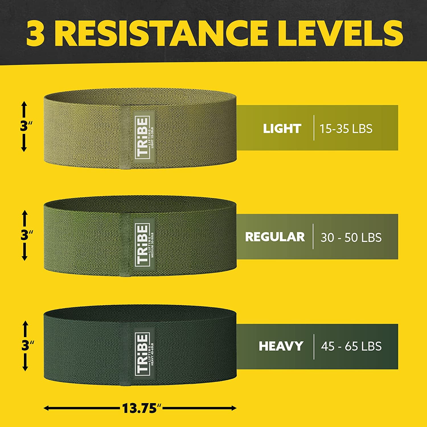 JJEAN-Resistance Bands for Working Out - 3 Pack Fabric Workout Bands for Women and Men - Booty Bands for Legs and Glute - Non Slip Exercise Bands Set for Squat Hip Thigh