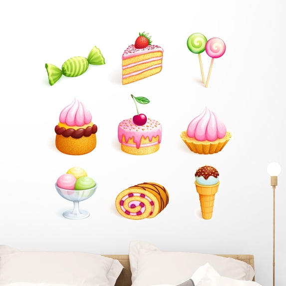 Vector Sweets Wall Decal by Wallmonkeys Peel and Stick Graphic (36 in H x 36 in W) WM107372