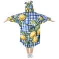 thumbnail image 2 of FORMRS Wearable Blanket Hoodie with Sleeves for Kids Cozy Flannel Sweatshirt, Green Lemon Plaid, 2 of 7