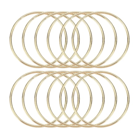 Uxcell 12 Pcs Dream Catcher Rings,Metal Crafts Hoops Floral Hoop 2.4 Inch Macrame Hoops Rings for DIY Crafts Wreath Making Supplies Plant Hangers,Gold