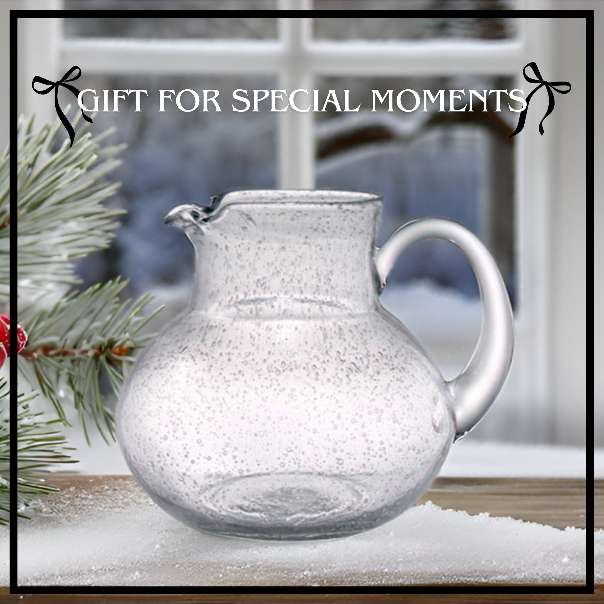 Artland Iris 90 Oz Handblown Glass Pitcher - Bubble Shape, Lead-Free - Versatile Drink Dispenser for Water, Juice, Cocktails - Enhanced Kitchen Decor, Dishwasher Safe (Clear)