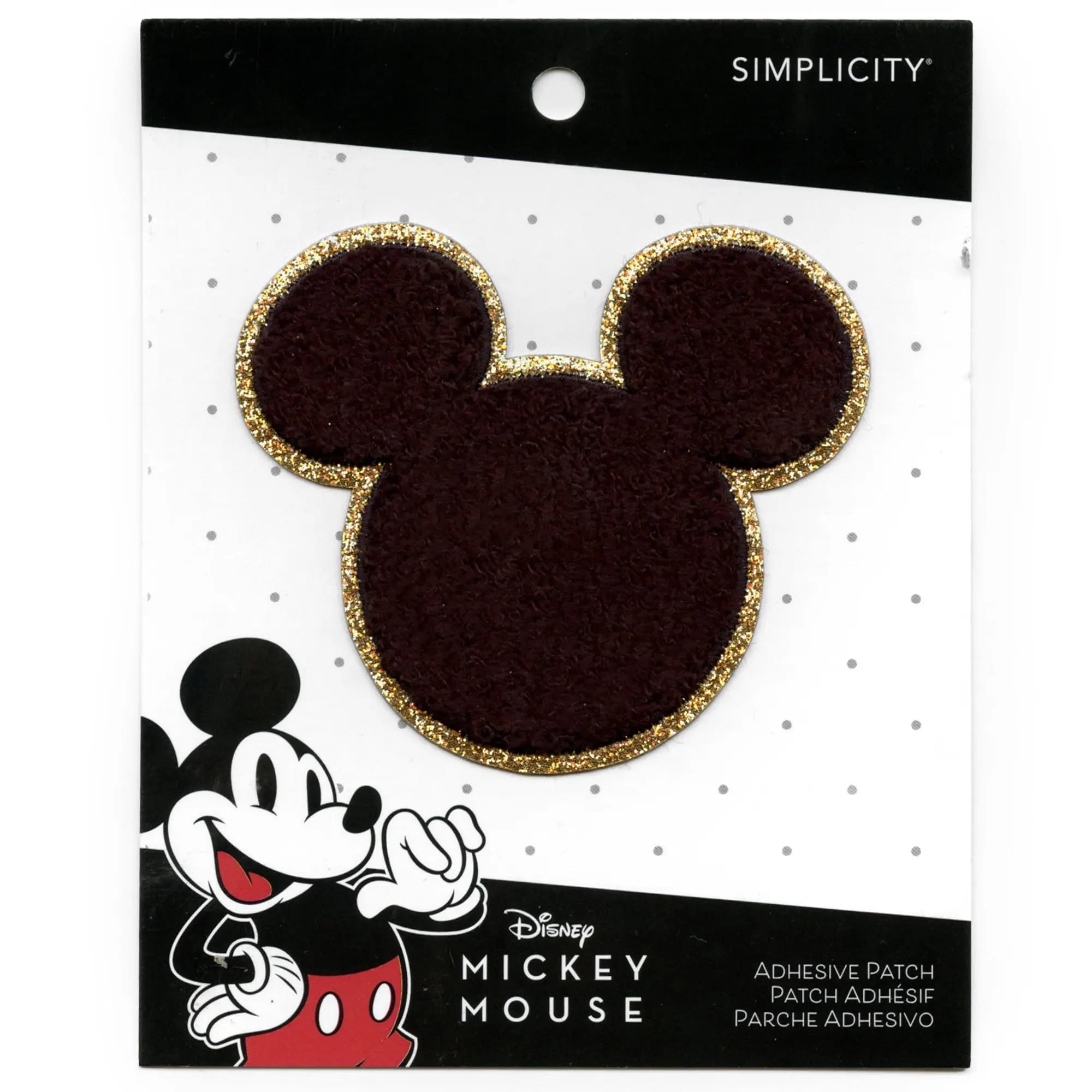 Mouse Head Gold Glitter Iron On Patches – Scratch Decor