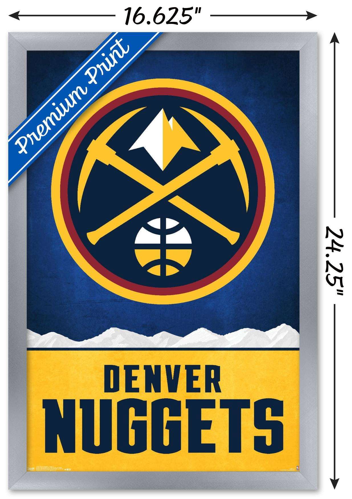 NBA Denver Nuggets - Logo 18 Wall Poster, 14.725" x 22.375", Framed