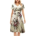 thumbnail image 1 of Birdeem Robe d'Été Décontractée à Manches Courtes Col en V Ajustée pour Femmes, 1 of 1