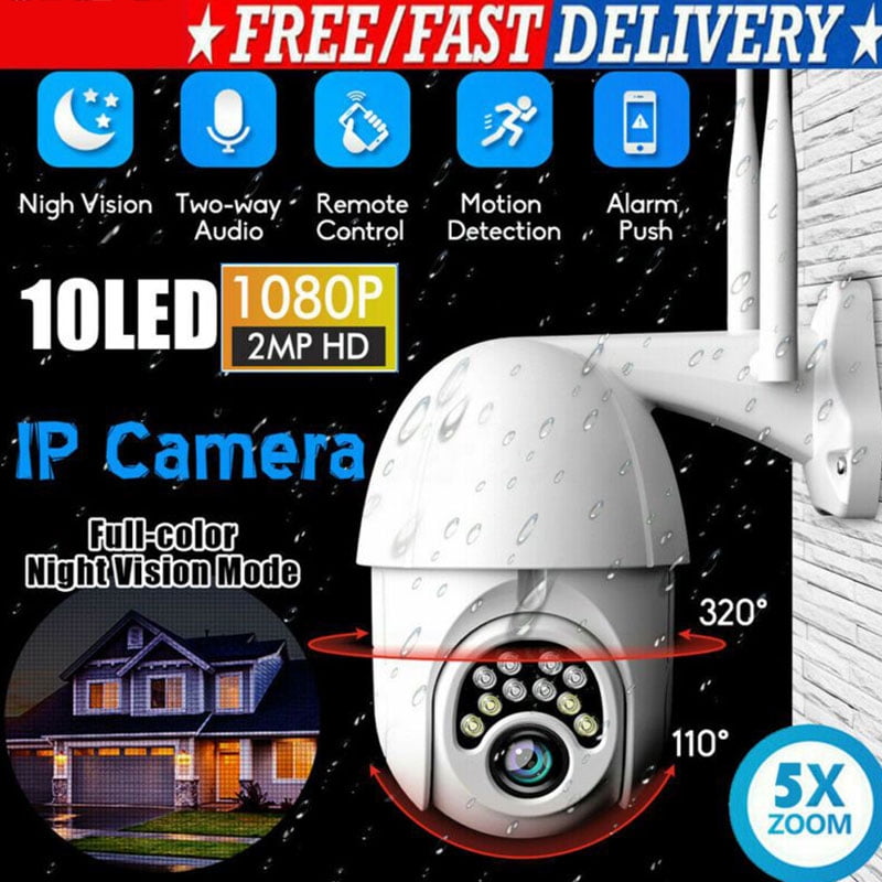 HD 1080P WiFi PT 5X Zoom IP IR Security Camera Full Color Night Vision Outdoor 