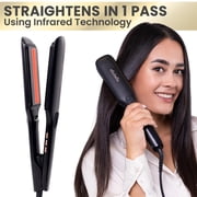 ELLA BELLA® Titanium Flat Iron Hair Straightener (with Infrared) • Professional Straightening Iron • Digital Display to Accurately Control Temperature • As Featured in Good Housekeeping (Black)
