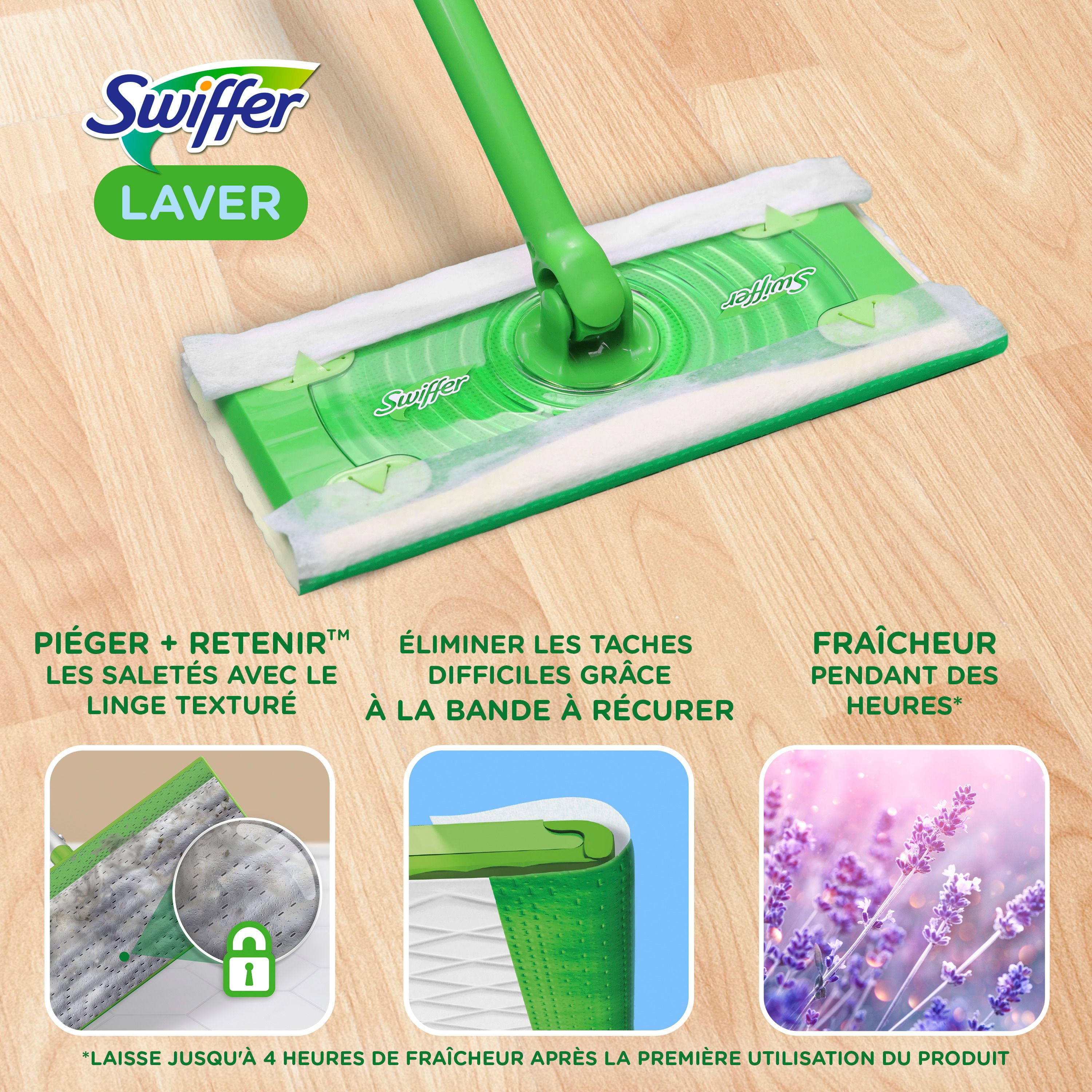Swiffer Sweep + Mop, Wet Pads Refill, Floor Cleaner, Cleaning Cloths, Lavender, 24 Count