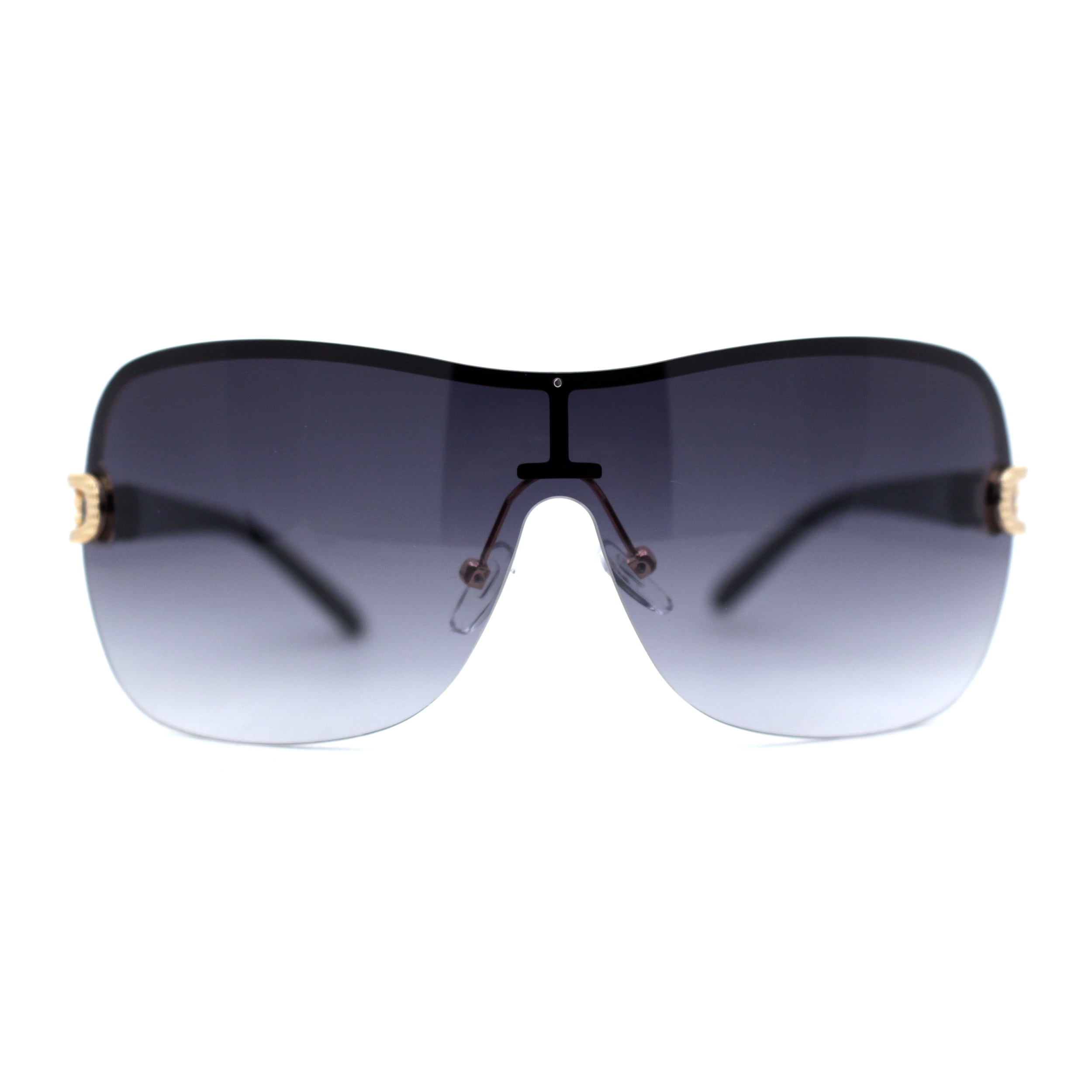 Gold Smoke Designer Oversize Wrap Around Sunglasses Barbados Ubuy