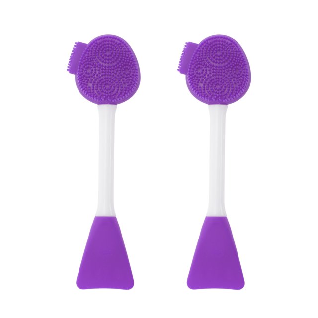 Unique Bargains 2 Pcs Soft Facial Mask Brush Double-headed Purple