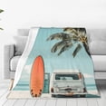 thumbnail image 1 of Fotbe Vintage Surf Van Beach Manta de Franela Acolchonada con Estampado, Súper Suave y Esponjosa, Extra Grande para Sofá, Cama, Uso Todo el Año-60"x50", 1 of 7