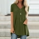 thumbnail image 5 of Camiseta casual con cuello en V superior para mujer, tela de verano suelta de lino y algodón, verde, XL Scienceny  AP001830-04, 5 of 7