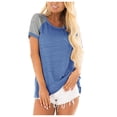 thumbnail image 1 of T-Shirt à Manches Courtes Col Rond Colorblock pour Femmes, 1 of 1