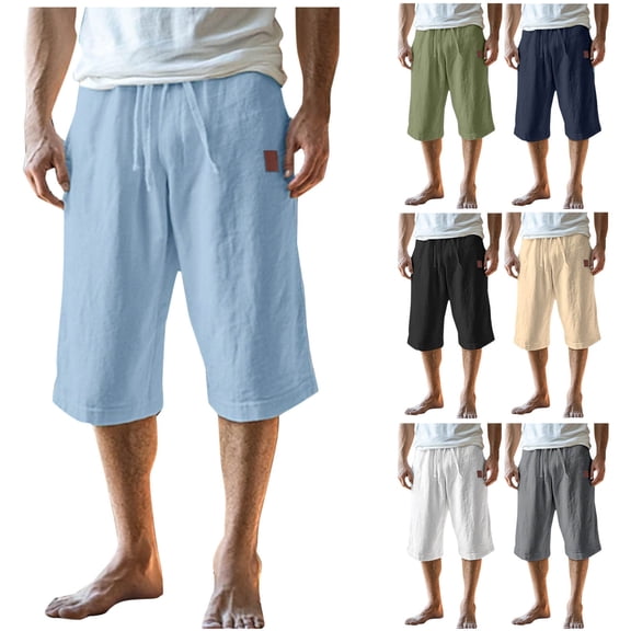 lcziwo Men's Chino Shorts Cotton Denim Relaxed Fit Holiday Trunks with Pockets Camping Fishing Outdoor Elastic Waist Work Shorts Gray XXL