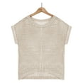 thumbnail image 7 of JIUKE Womens Crochet Tops Summer Short Sleeve Crew Neck Shirts Knit Hollow out Beach Cover up Tops, 7 of 7