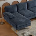 thumbnail image 3 of Triple Tree Chenille 110" U Shaped 4 Seater Couch with Armrests and Cushion, Blue, 3 of 9