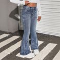 thumbnail image 5 of TOWED22 Girls Jeans Teen Wide Leg Baggy Denim Pants Kids Cute Y2K Streetwear Clothing with Adjustable Waisted,Blue,9-10 Y, 5 of 7