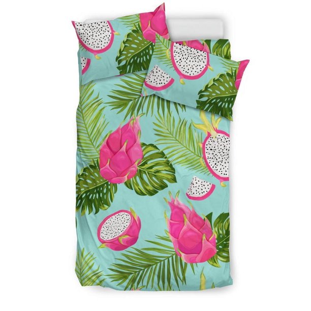 Juego de cama con estampado de hojas de fruta de dragón