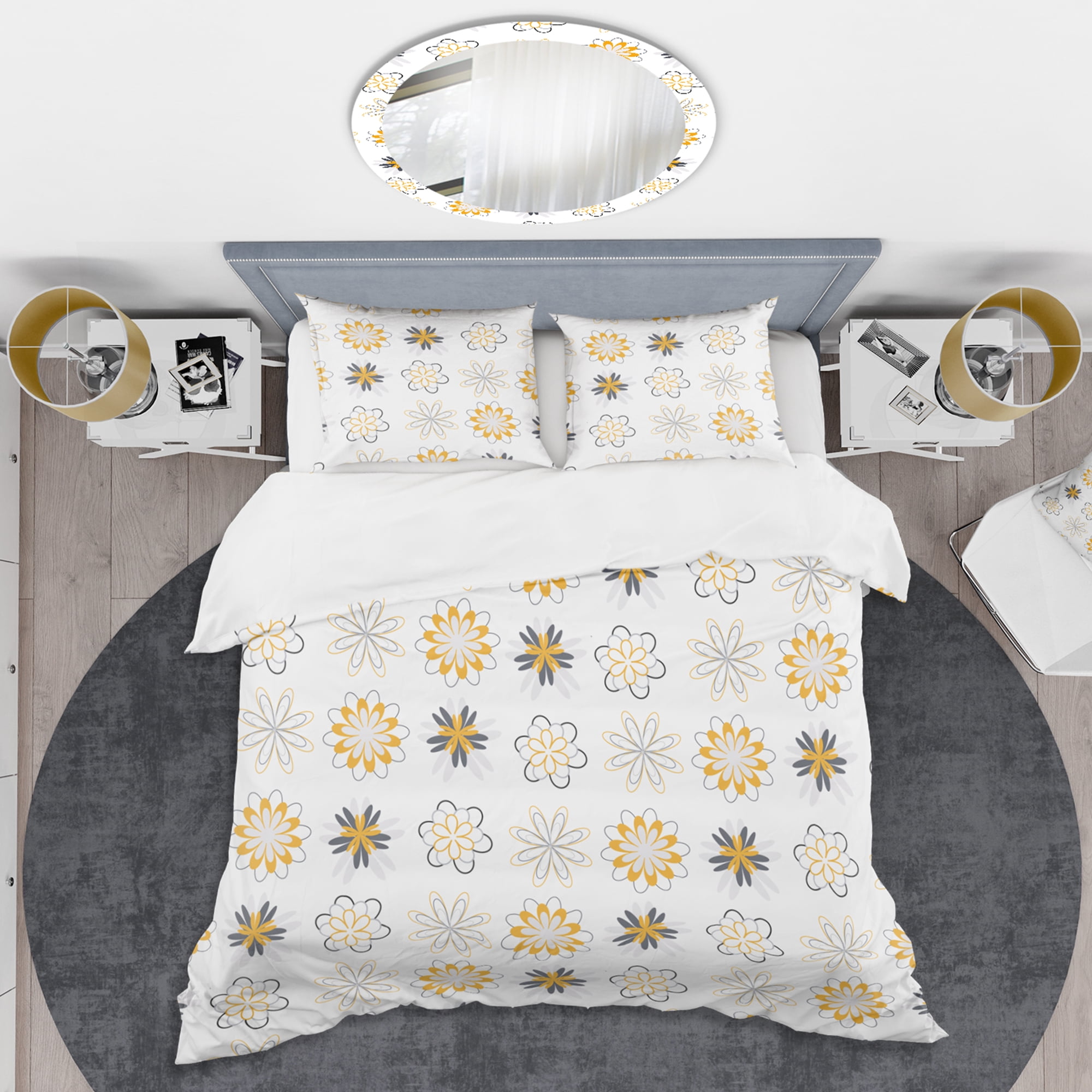 Designart 'Retro Floral Pattern VIII' Mid-Century Modern Duvet Cover Set