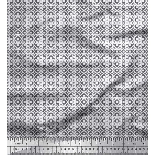 Soimoi Georgette Viscose Fabric Geometric Small Print Fabric by The Yard 42 Inch Wide