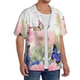 thumbnail image 2 of Wukai Butterfly And Flowers Men's Casual Short-Sleeve Button Down Shirt,Cuban Shirts for Men,Mens Short Sleeve Dress Shirts-Small, 2 of 5