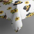 thumbnail image 3 of White Highland Cow Sunflower Hat Pattern Rectangle Tablecloth 60"x84",Waterproof Polyester Rectangle Table Cloth, Wipeable Spillproof Polyester Tablecloth for Dining, Camping, Indoor and Outdoor, 3 of 5