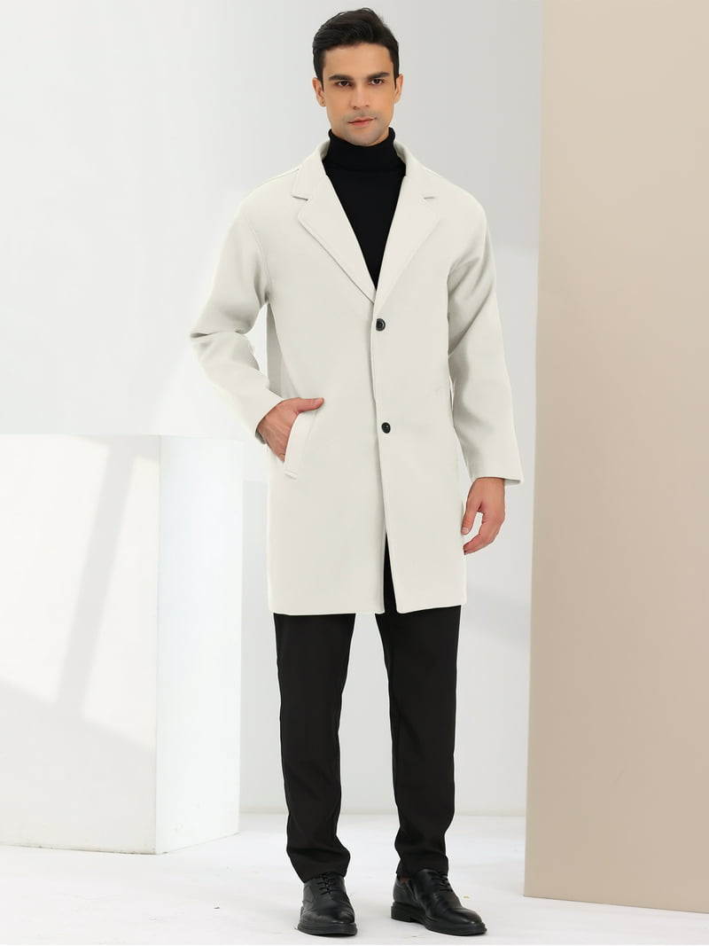 Unique Bargains Men's Winter Trench Coat Notched Lapel Single
