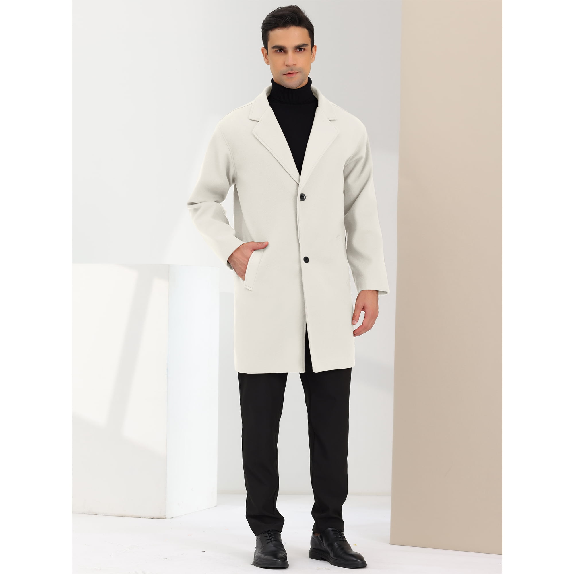 Beige overcoat mens discount