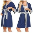 thumbnail image 3 of Tnhcen Plus Size Pregnant Postpartum Loose-Knit Cotton Robe | Color-Contrast Trim Nursing Wear | S-2XL Maternity Pajamas Loungewear for Comfort & Ease, 3 of 6