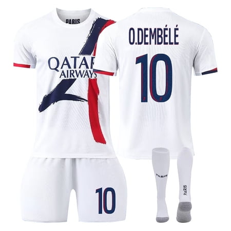 24/25 PSG White Away Soccer Activewear Print No.10 O.Dembélé Fans Training Football Jerseys Kits