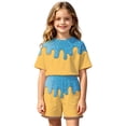 thumbnail image 4 of Bobifish Toddler Girls Summer Beach Outfit Sets Ice Cream Dripping Chocolate Print Short Sleeve Tee+Shorts Children Girls Sets, 4 of 4