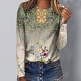 thumbnail image 2 of Pompotops Femmes Dames Col Rond Hauts Amples Décontractés T-Shirts Imprimés Blouse à Manches Longues en Solde, 2 of 5