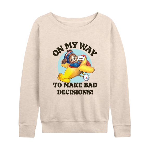 Instant Message - Flying Away - On My Way to Make Bad Decisions - Women's Lightweight French Terry Long Sleeve Shirt