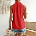 thumbnail image 3 of Women's Sleeveless Button Down Blouse - Solid Color Loose V Neck Tank Top for Work, Polyester Spandex, S-XXXL, 3 of 6