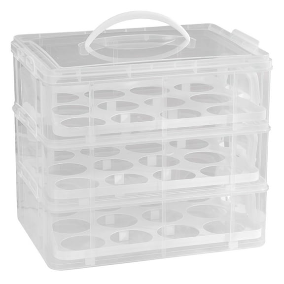 Cupcake Carrier with Lid, 3-Tier 36 Count Stackable Cake and Cupcake Carrier, Portable Clear Plastic Muffin Box with Handle, Great for Transport and Storage
