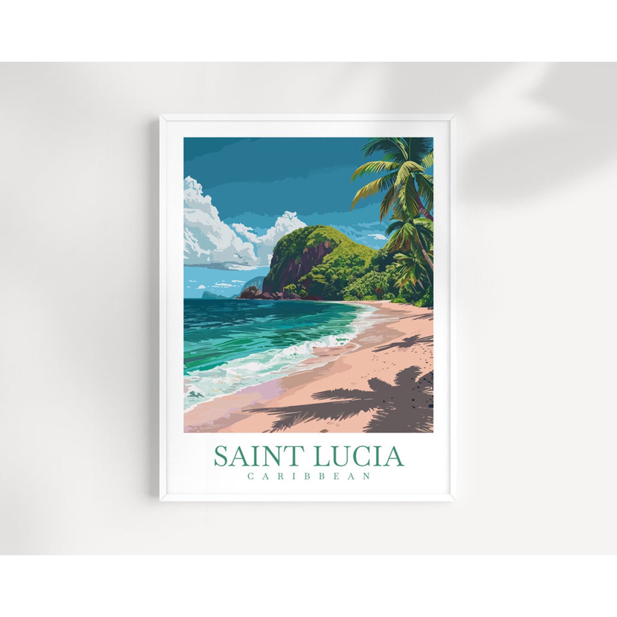 Saint Lucia Beach Wall Art Print Caribbean Island Decor Unframed Paper Print