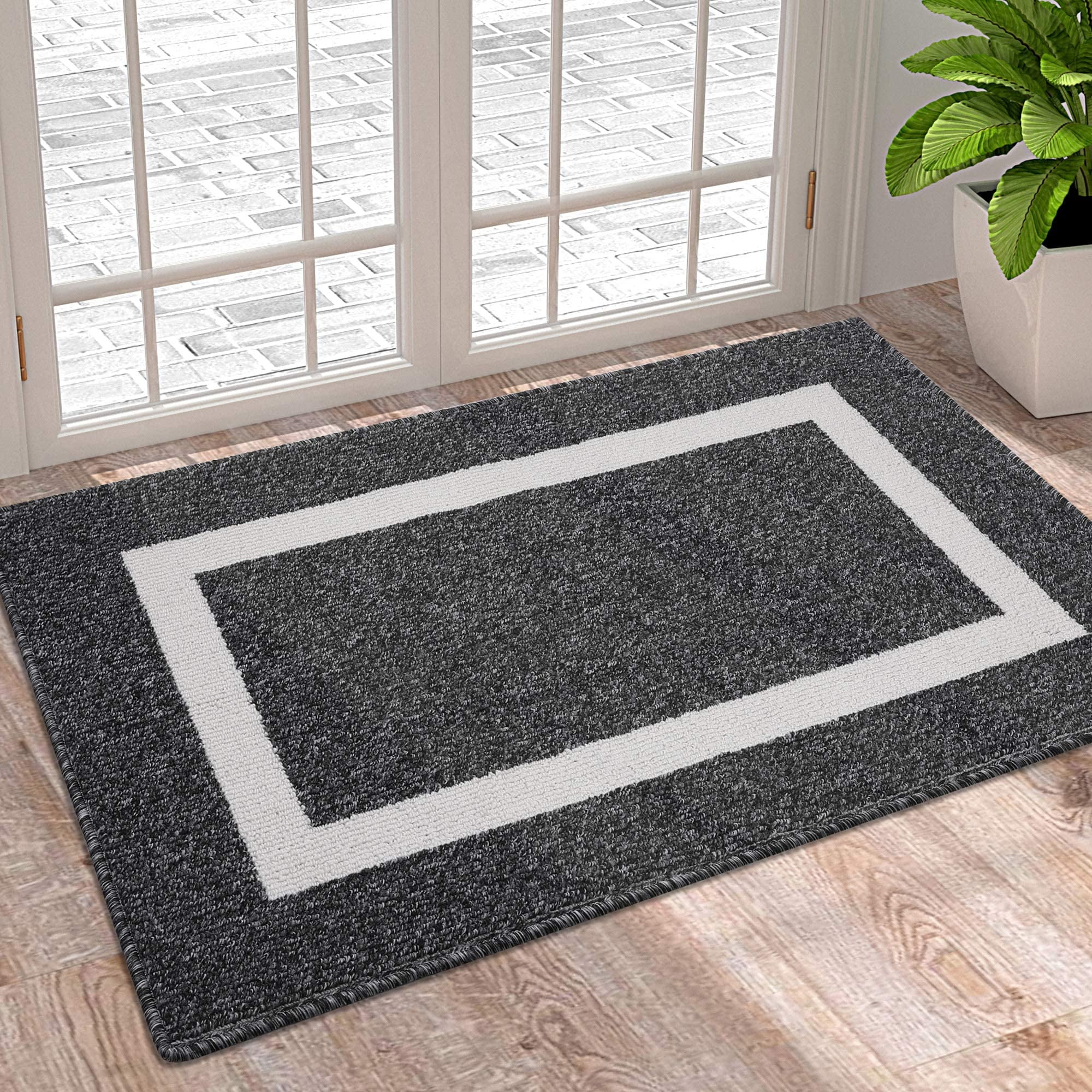 New Grey Indoor Non-Slip Door Mats Heavy Duty Front Back Doormat Small Floor Mat 