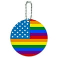 thumbnail image 1 of Gay Pride American Flag Rainbow Round Luggage ID Tag Card Suitcase Carry-On, 1 of 7