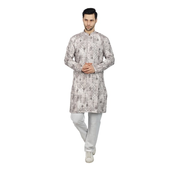 TRILOKI Multicolor3 Printed Men's Long Kurta Premium Fabrics. Eid, Diwali, Festival