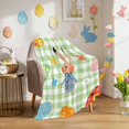 thumbnail image 3 of Throw Blanket Fleece Throw Blanket 50x80in, Cartoon Easter Bunny Soft Lightweight Bed Blankets Abstract Eggs on Green Plaid Fuzzy Couch Blankets for All Season, 3 of 9