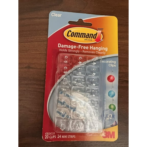 Command Clear Decorating Clips 17026CLR - Damage-Free Hanging - 20 Count