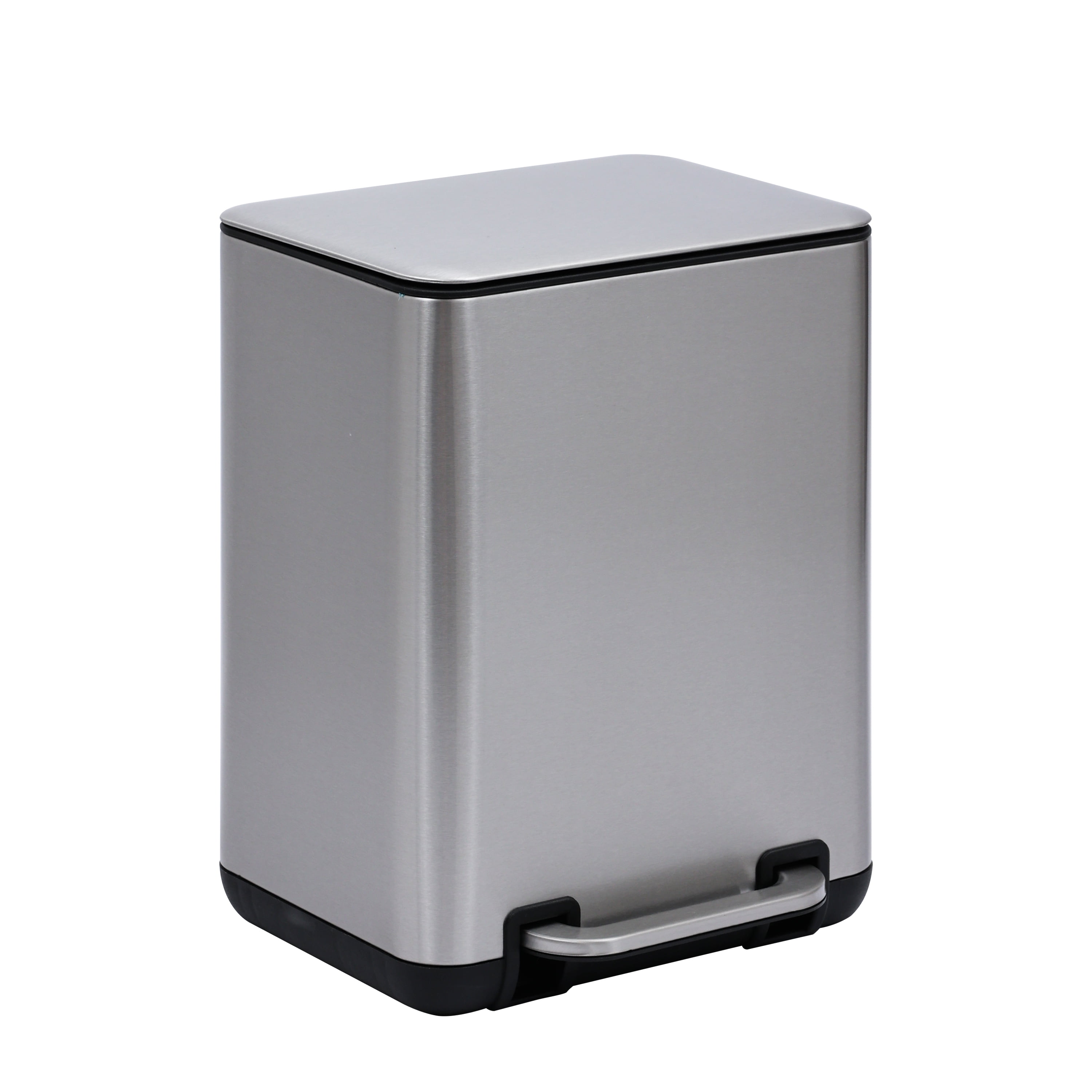 SunnyPoint 6 Liter / 1.58 Gallon Trash Can with Plastic Inner Buckets; Rectangle Bathroom, Office, Kitchen, and Bedroom Step On and Slow Close (S.N)