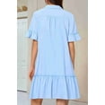 thumbnail image 2 of Women'S Summer Button Down Shirt Dress Casual Ruffle Sleeve Shift Mini Dresses with Pockets Light Blue L, 2 of 6
