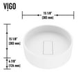 thumbnail image 5 of VIGO Bryant Modern White Matte Stone 15 in. L x 15 in. W x 5 in. H Round Vessel Bathroom Sink, 5 of 9
