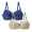 Navy+Beige, variant on 2 Pack Bras for Women Lace Embroidered Thin Plus Size Push-Up Lingerie Full Coverage Adjustable Strap Solid Plunge Beige+Red 42E
