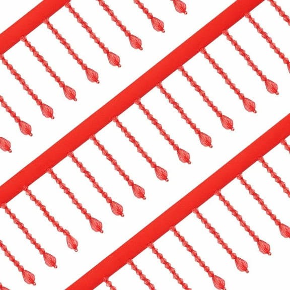5.5 Yards Red Rhinestone Ribbon Tassel 58mm Width Rhinestone Tassel Teardrop Beaded Fringe Trim Sewing Beaded Fringe Trim Ribbon Lace Trims for Curtain Lampshade DIY Clothing